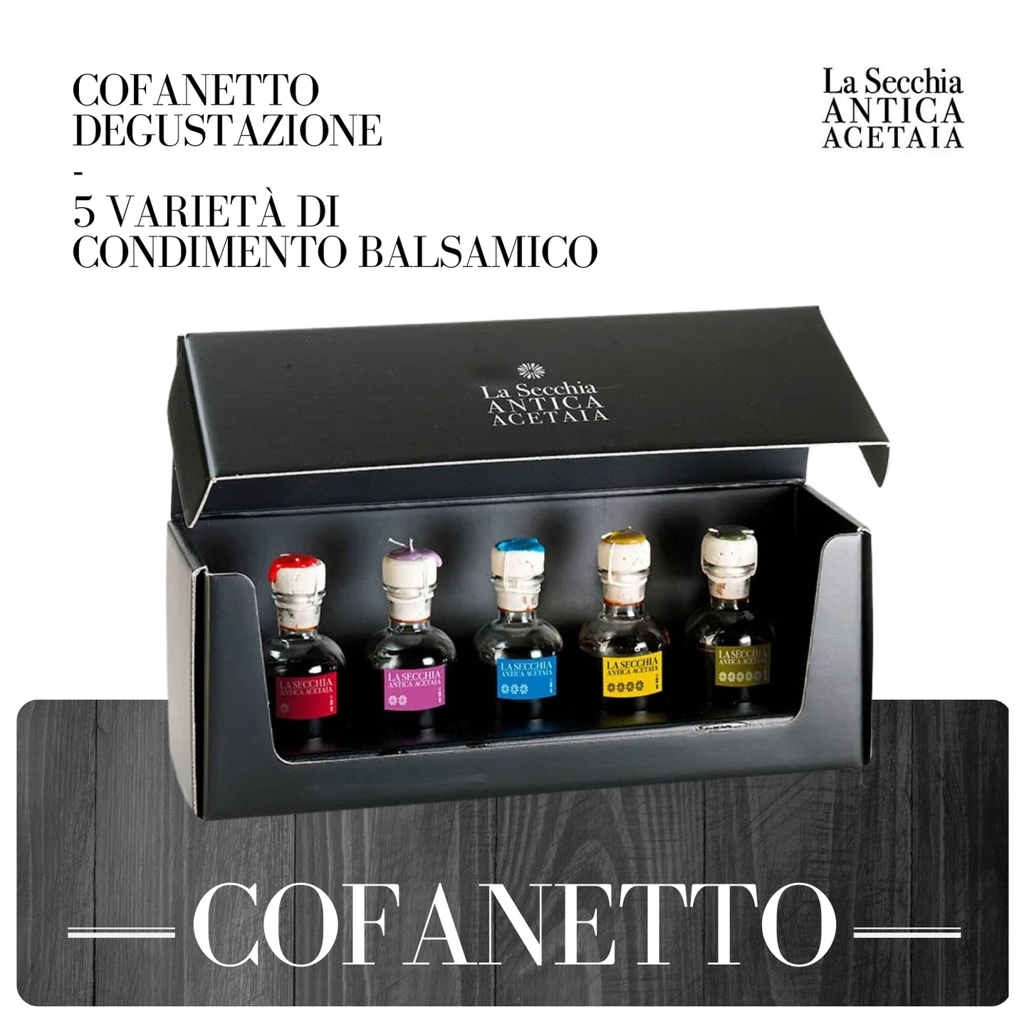 Cofanetto Degustazione con 5 Varietà di Condimento Balsamico