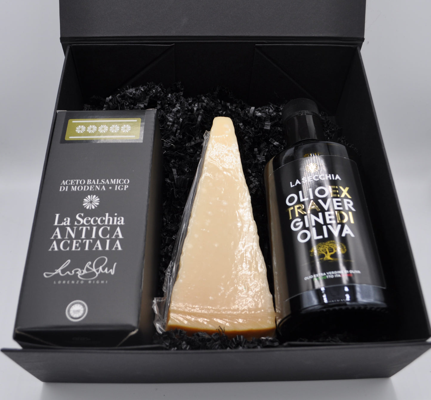 Cofanetto 2 - Aceto Balsamico di Modena IGP 5 stelle, Parmigiano Reggiano e Olio Evo