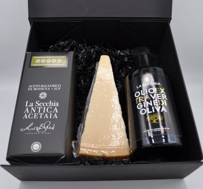 Cofanetto 2 - Aceto Balsamico di Modena IGP 5 stelle, Parmigiano Reggiano e Olio Evo