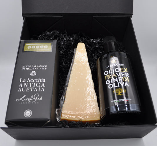 Cofanetto 2 - Aceto Balsamico di Modena IGP 5 stelle, Parmigiano Reggiano e Olio Evo